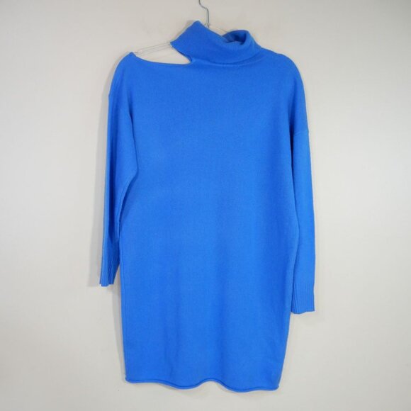 360 CASHMERE Joana Turtleneck Sweater DRESS XS Blue 100% Cashmere Knit NEW - Picture 7 of 8